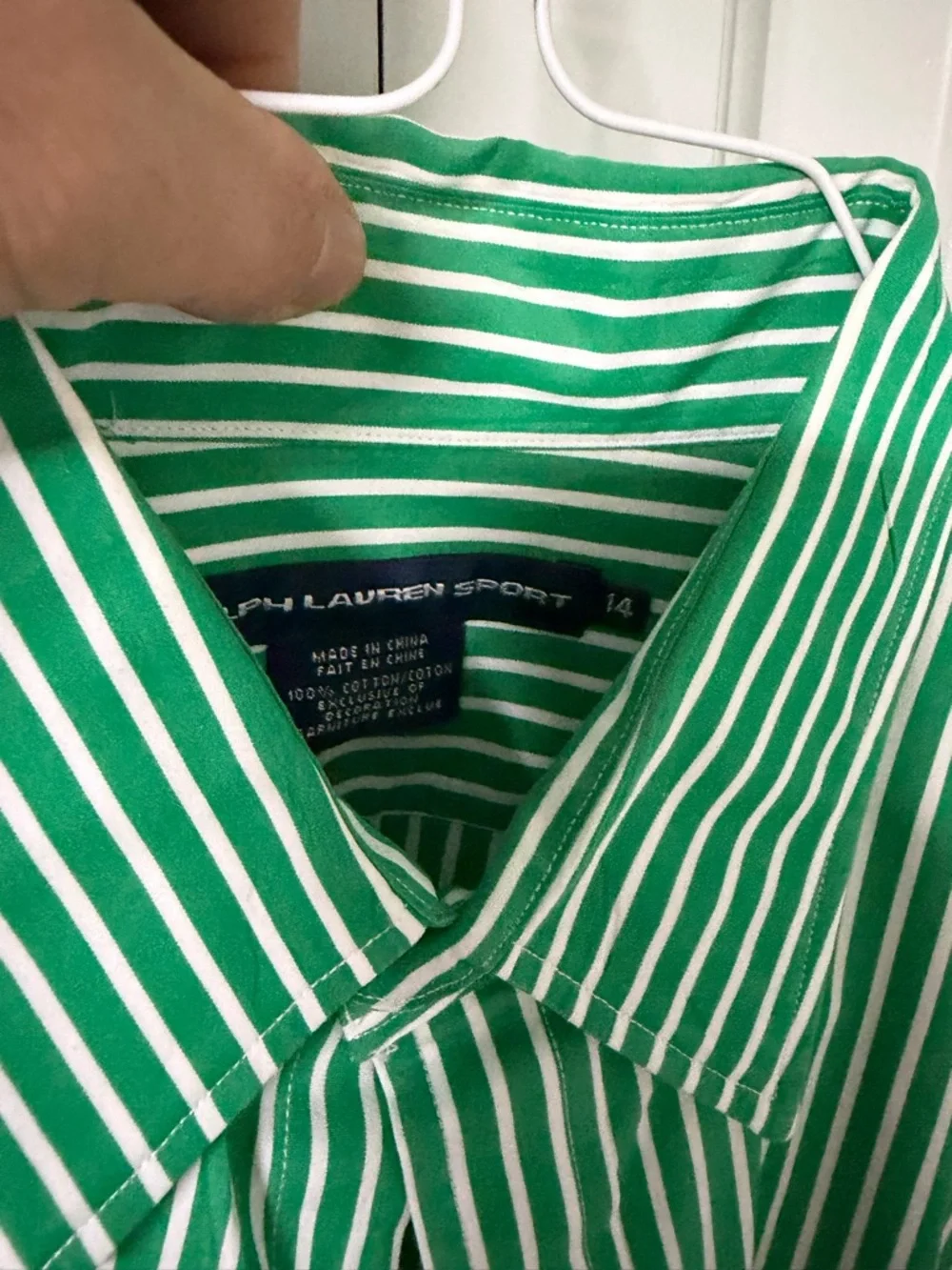 Ralph Lauren Green and White Striped Button-Down Dress Shirt - Picture 2 of 4